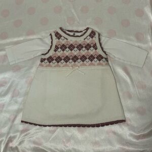 Janie & Jack ~ 0-3 Months ~ Argyle Sweater Dress ~ 3 Buttons up the back